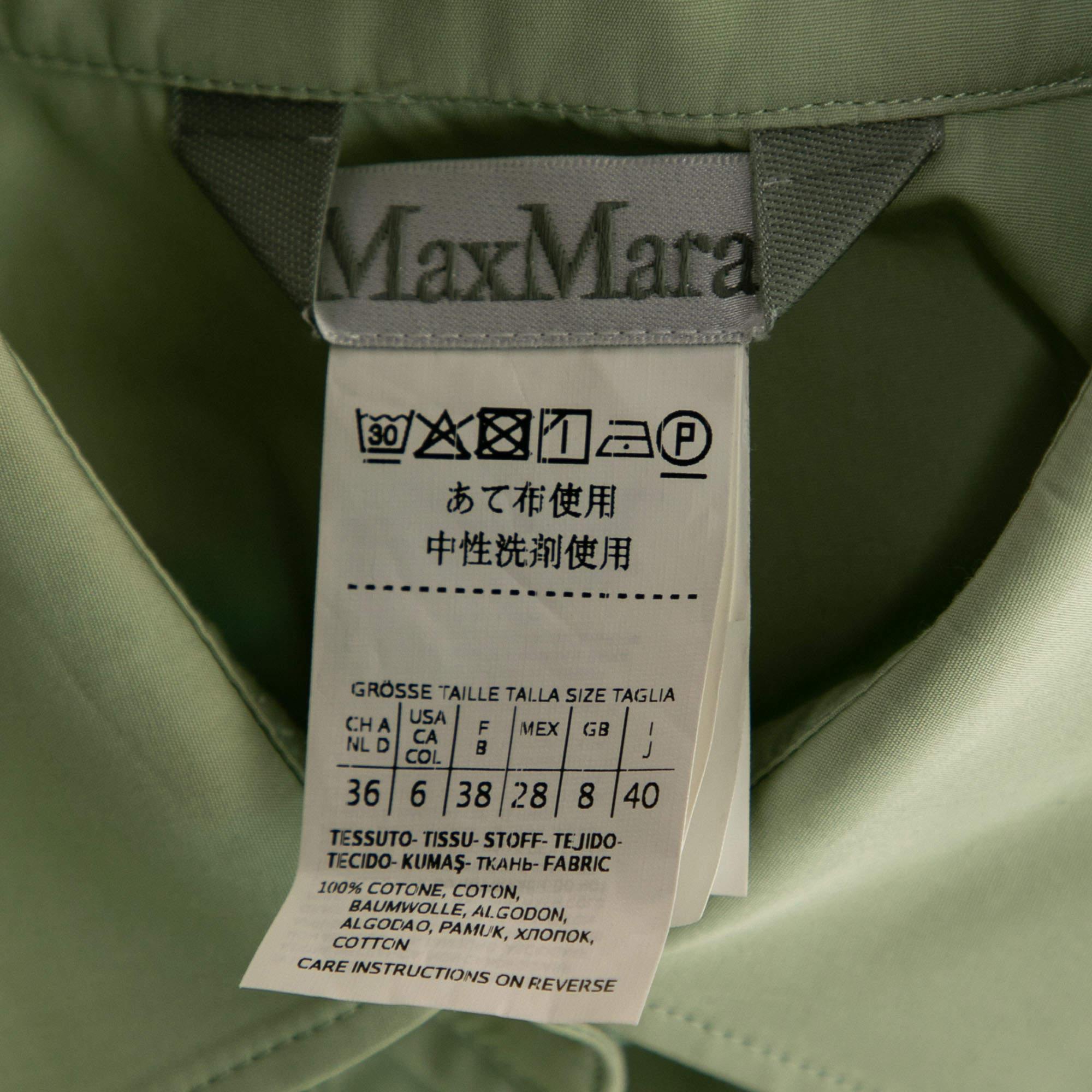 Beige Max Mara Light Green Cotton Shirt Dress S For Sale