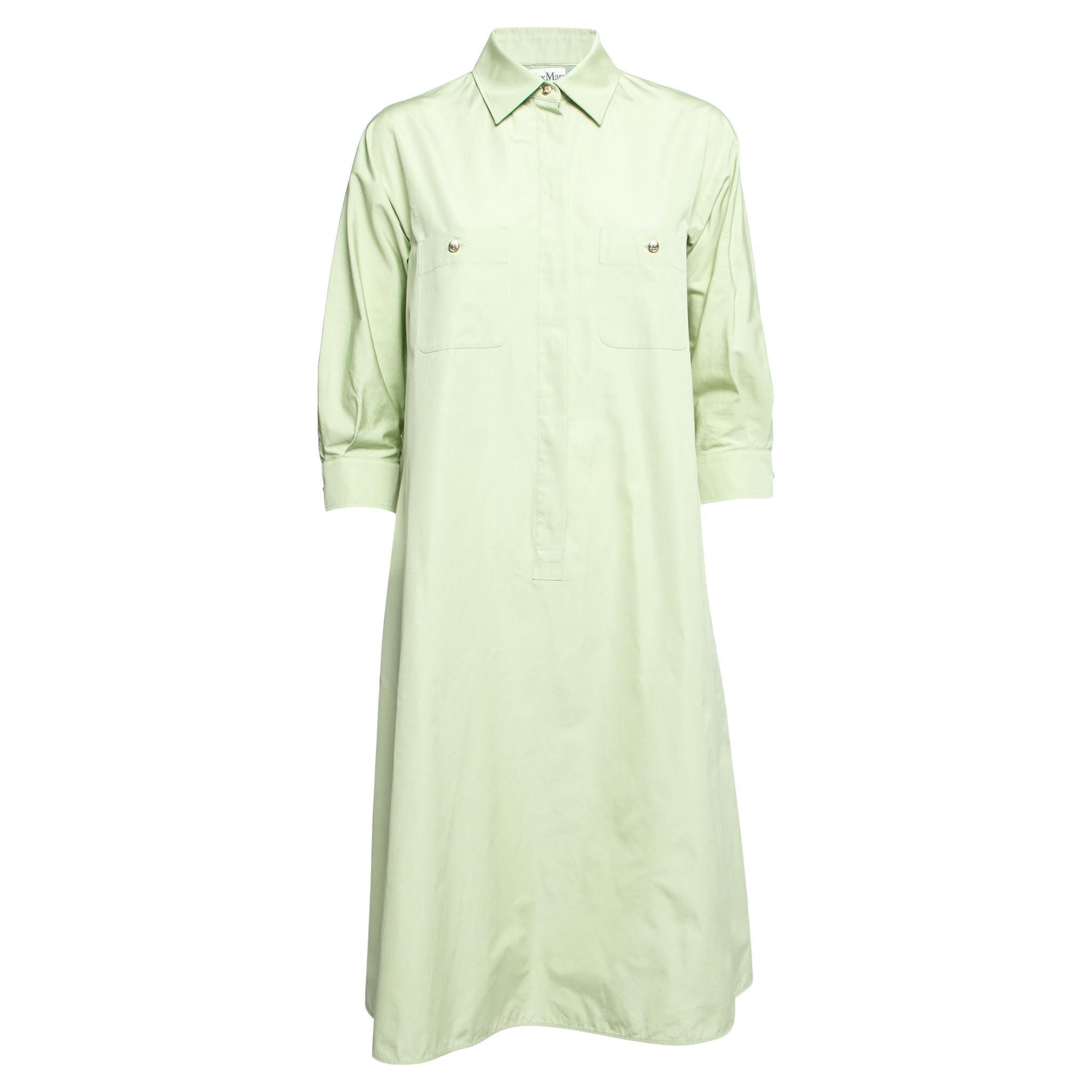 Max Mara Light Green Cotton Shirt Dress S For Sale