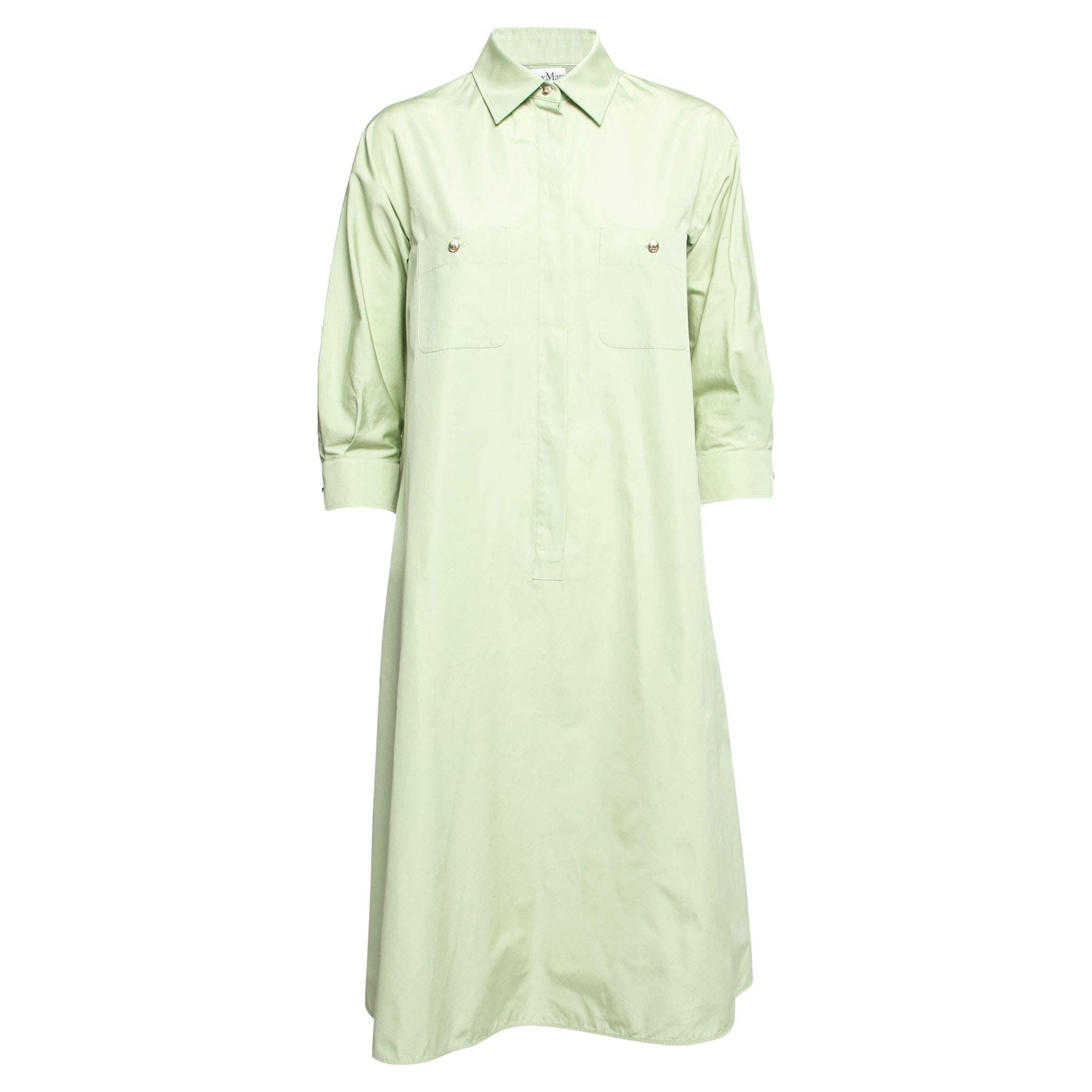 Max Mara Light Green Cotton Shirt Dress S For Sale