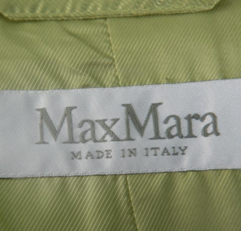 Max Mara Light Green Wool & Silk Button Front Blazer L For Sale 1