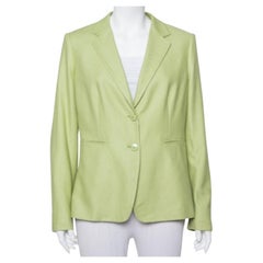 Max Mara Light Green Wool & Silk Button Front Blazer L