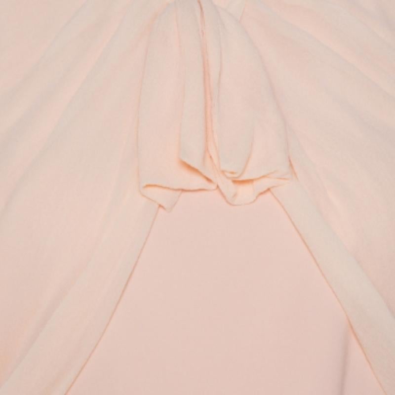 Max Mara Naranja Claro Vestido midi de crepé fruncido con lazo L Beige en venta