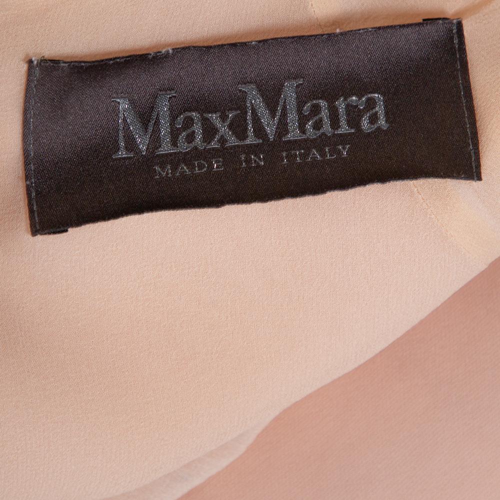 Beige Max Mara Light Orange Crepe Gathered Bow Detail Midi Dress L For Sale