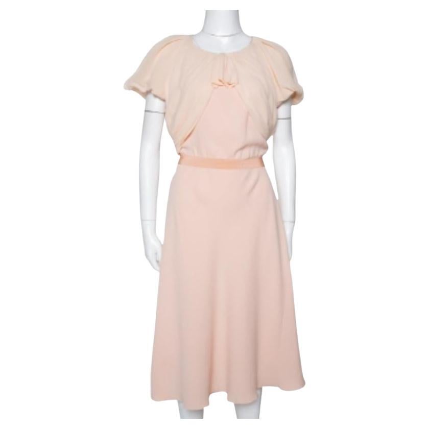 Max Mara Naranja Claro Vestido midi de crepé fruncido con lazo L en venta