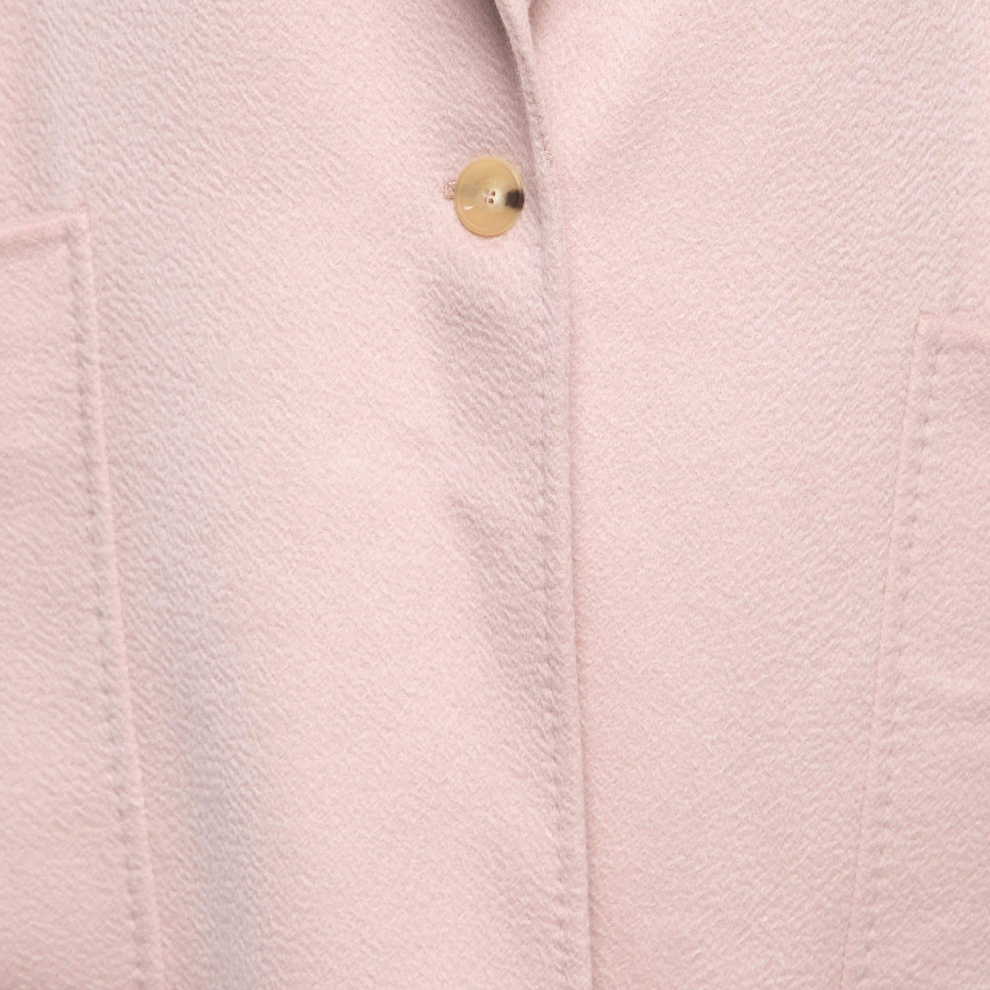 Max Mara Light Pink Cashmere Single Breasted Long Coat M In Good Condition In Dubai, Al Qouz 2