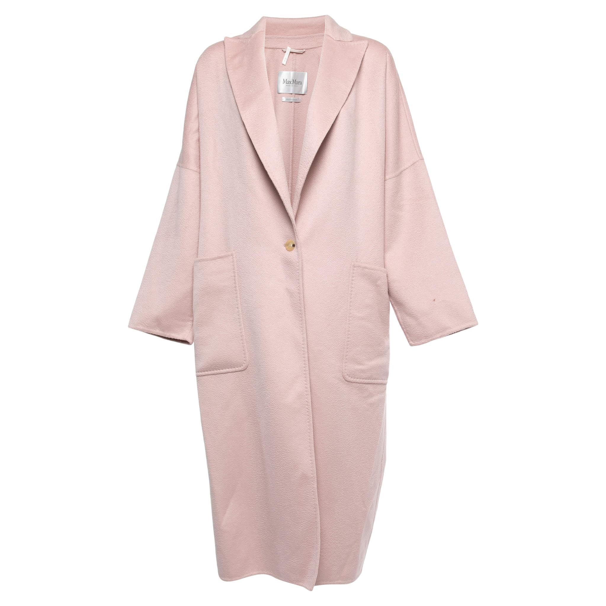 Max Mara Light Pink Cashmere Single Breasted Long Coat M