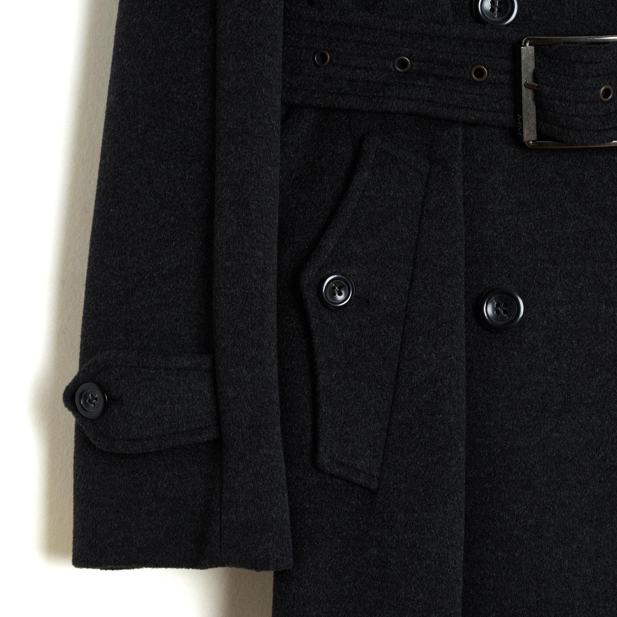 Max Mara Manteau Anthrazit FR40 Dunkelgrau Wolle Minimal Mantel US12 US10 Pristine (Schwarz) im Angebot