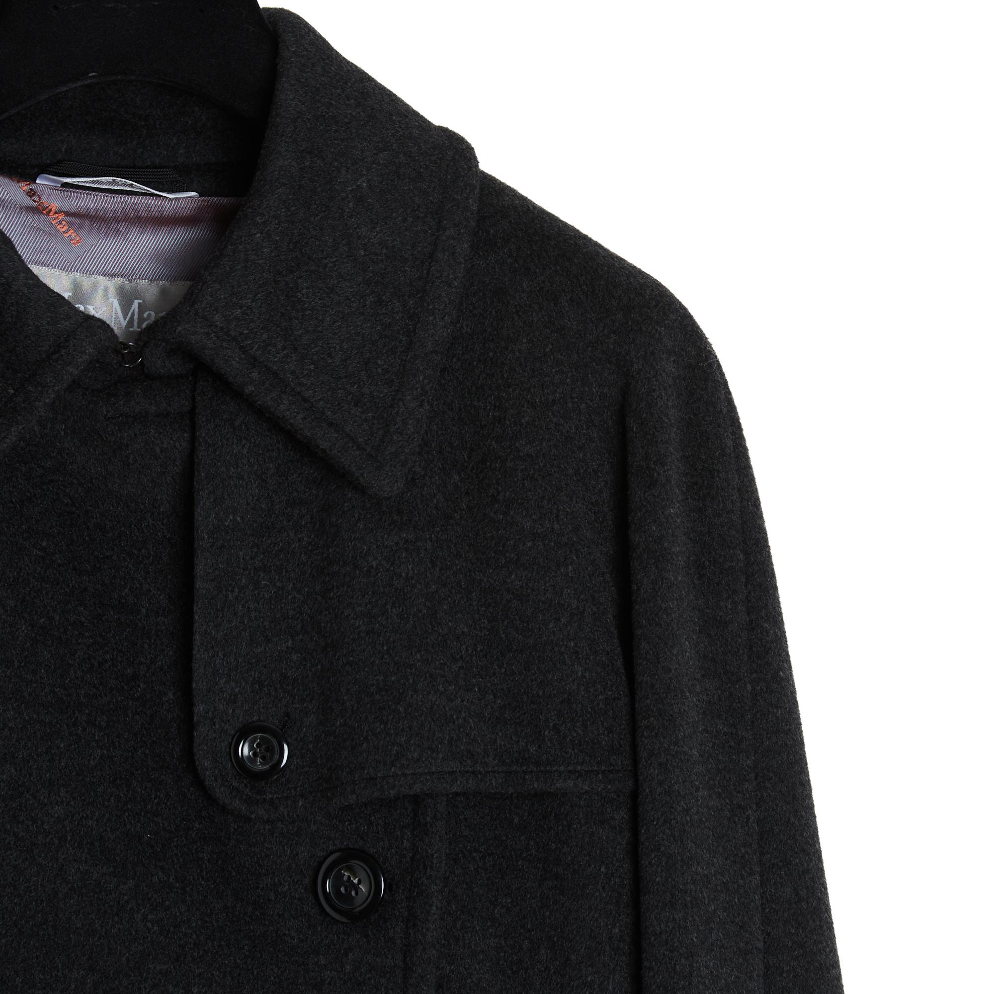 Max Mara Manteau Anthrazit FR40 Dunkelgrau Wolle Minimal Mantel US12 US10 Pristine im Angebot 1