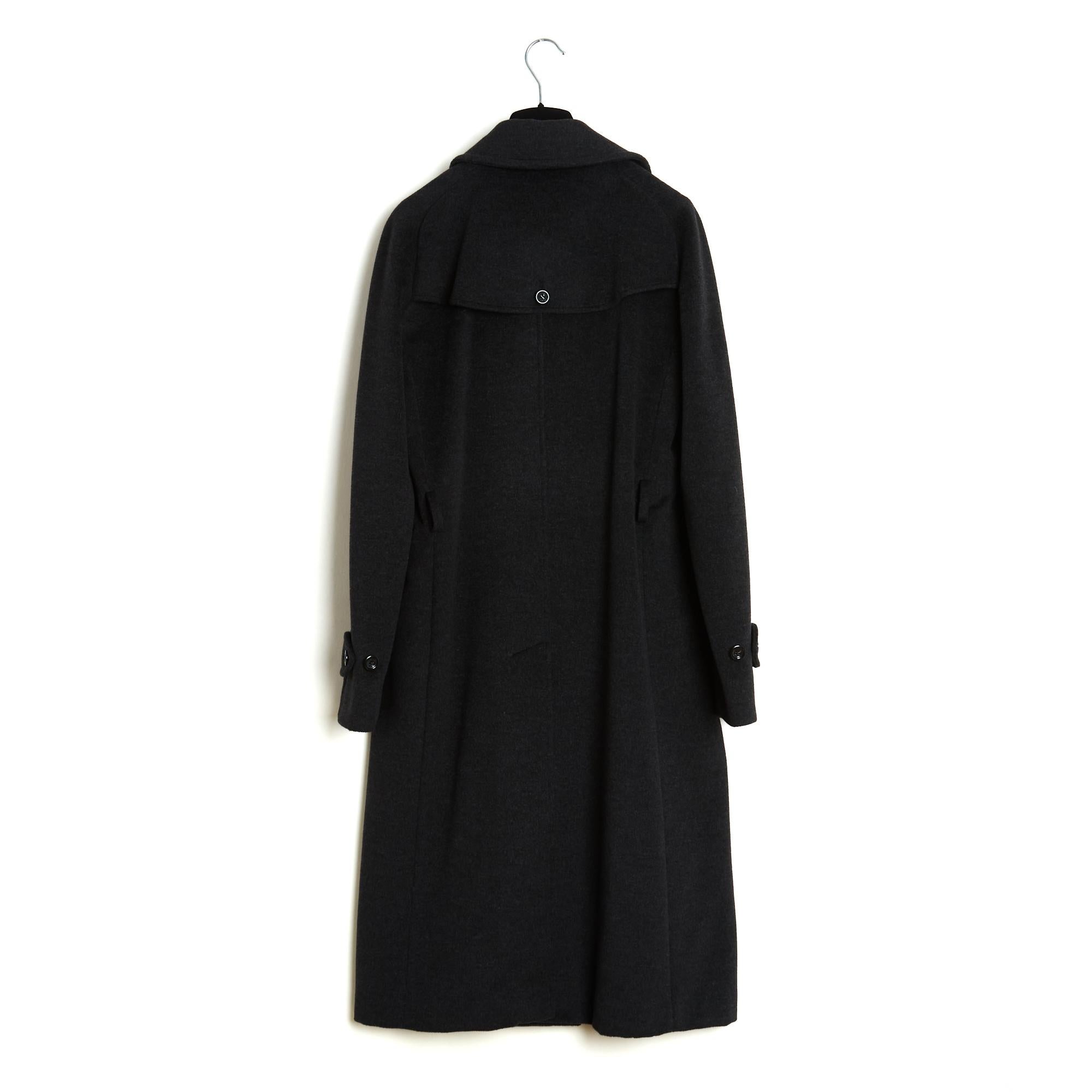 Max Mara Manteau Anthrazit FR40 Dunkelgrau Wolle Minimal Mantel US12 US10 Pristine im Angebot 3