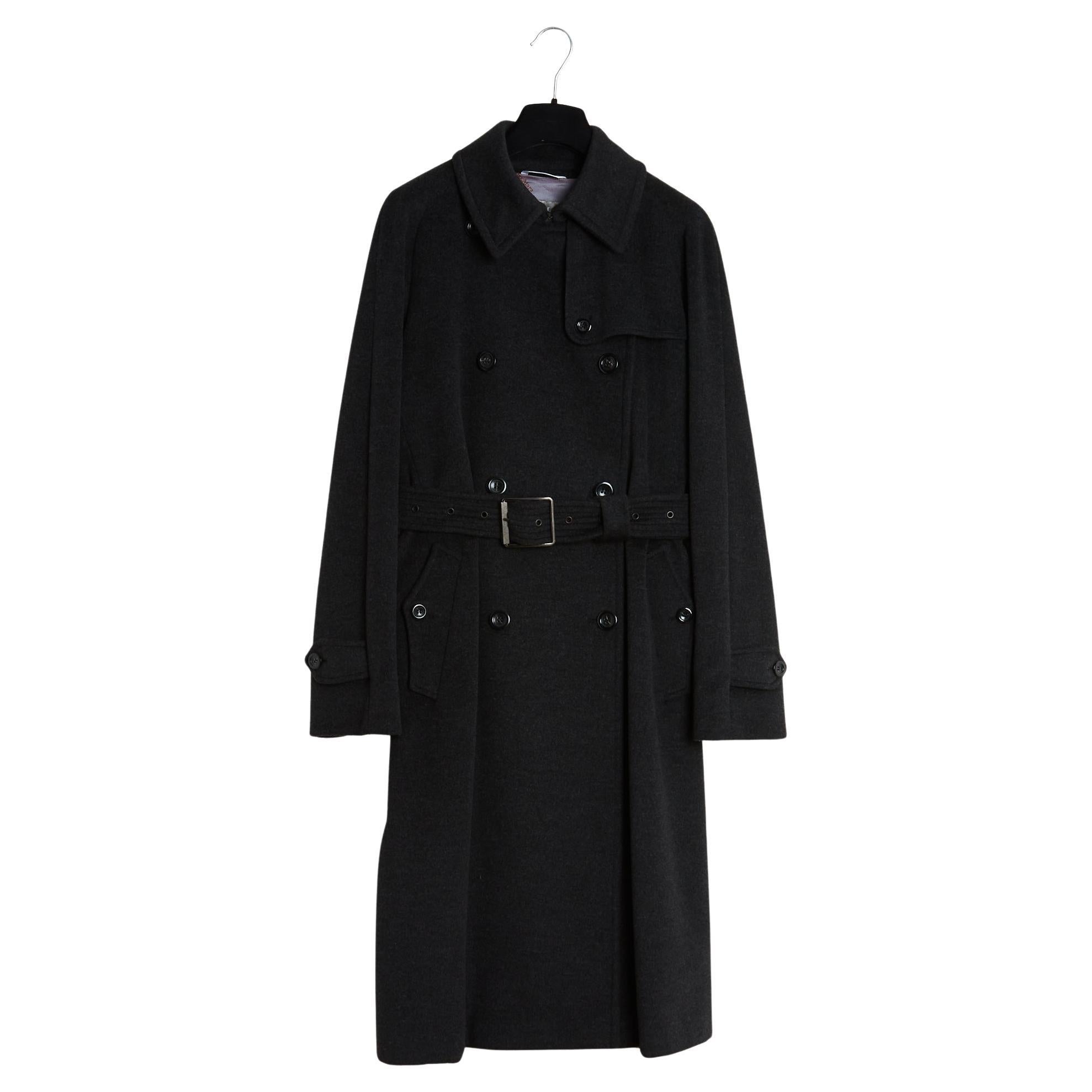 Max Mara Manteau Anthrazit FR40 Dunkelgrau Wolle Minimal Mantel US12 US10 Pristine