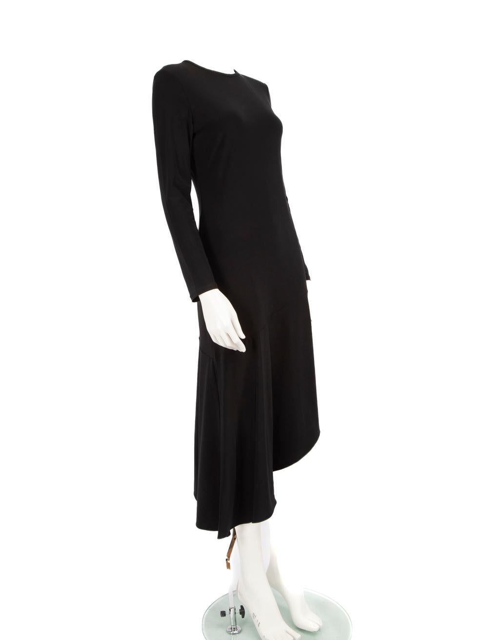 CONDITION is New with tags. No visible wear to dress is evident on this new Max Mara Leisure designer resale item.
 
 
 
 Details
 
 
 Model: Gelly
 
 Black
 
 Polyester
 
 Dress
 
 Asymmetric hem
 
 Midi
 
 Long sleeves
 
 Round neck
 
 Zip