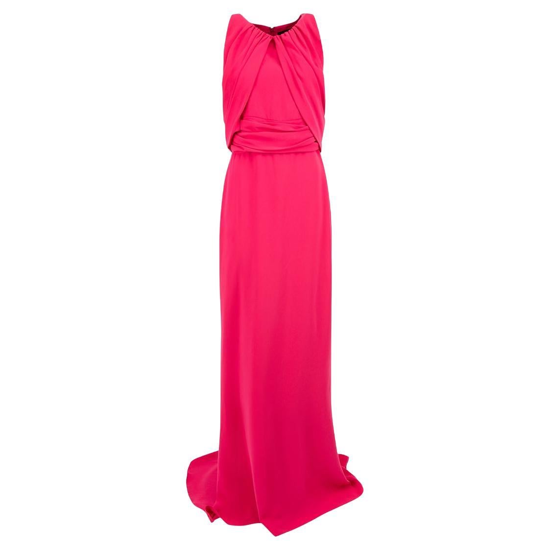 Robe longue drapée Max Mara Max Mara Pianoforte rose Taille L en vente