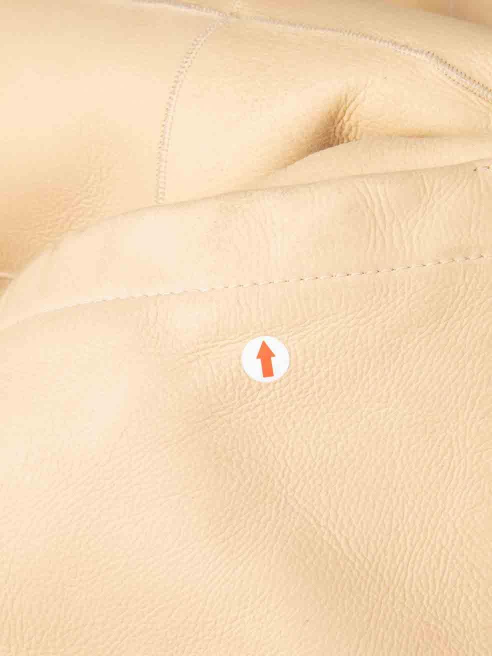 Max Mara Max Mara Studio Beige Leather Fur Lined Mid-Length Gilet Size S 3