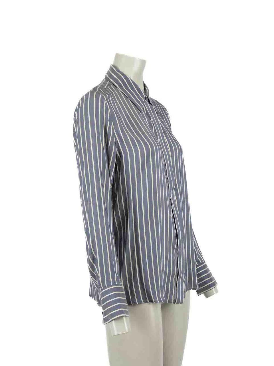 CONDITION is Very good. Minimal wear to is evident. Minimal wear to fabric composition with a handful of very small pulls to the weave at the collar on this used Max Mara Studio designer resale item.

Details
Blue
Viscose
Long sleeves shirt
Striped
