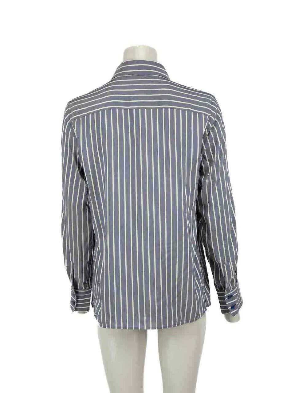Gray Max Mara Max Mara Studio Blue Striped Collared Shirt Size M For Sale