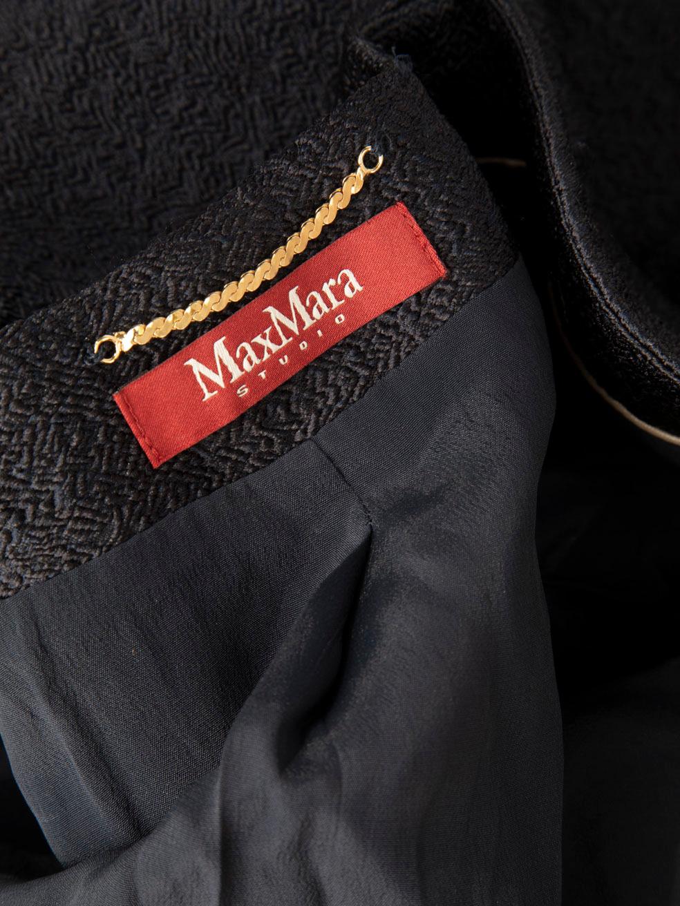 Women's Max Mara Max Mara Studio Navy Cropped Tailored Blazer Size M For Sale