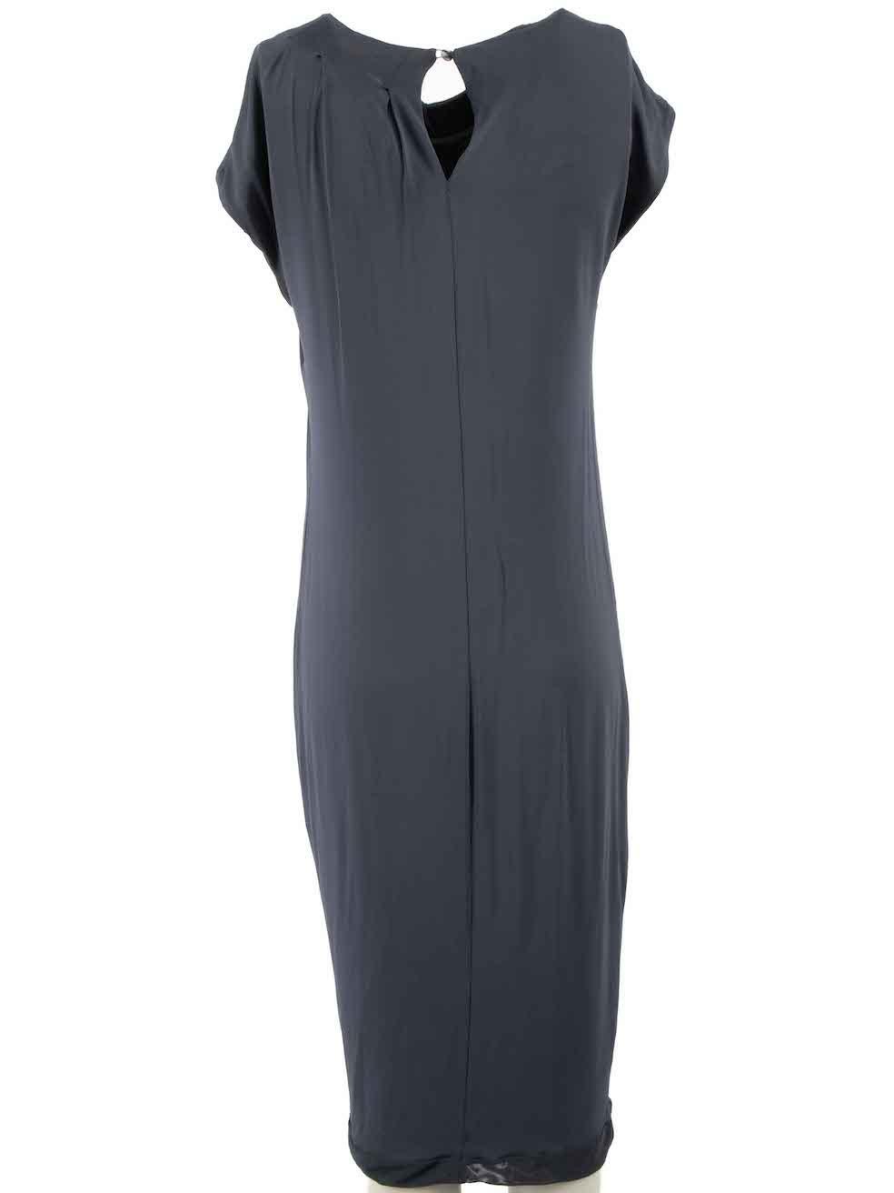 Black Max Mara Max Mara Studio Navy Draped Midi Dress Size M For Sale