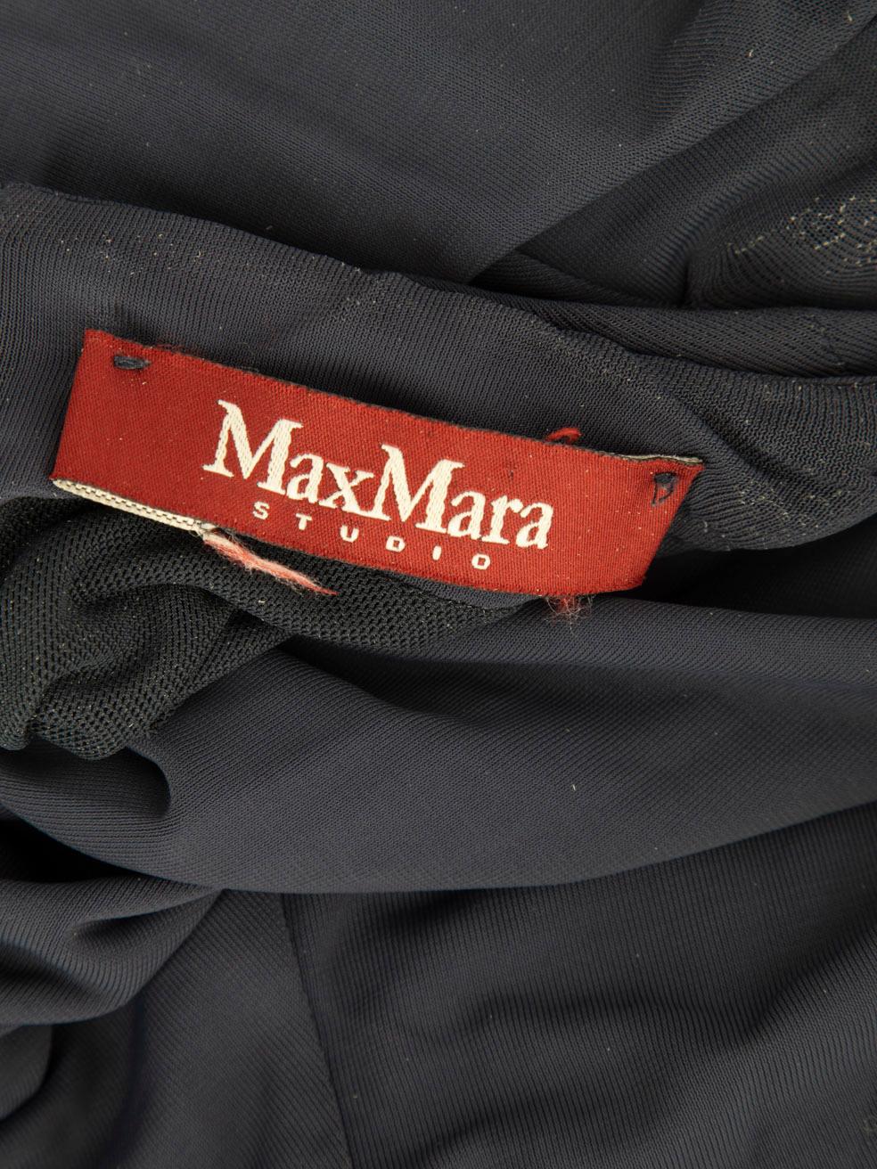 Max Mara Max Mara Studio Navy Draped Midi Dress Size M en vente 3