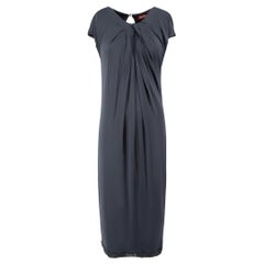 Max Mara Max Mara Max Mara Studio Marineblaues drapiertes Midikleid Größe M