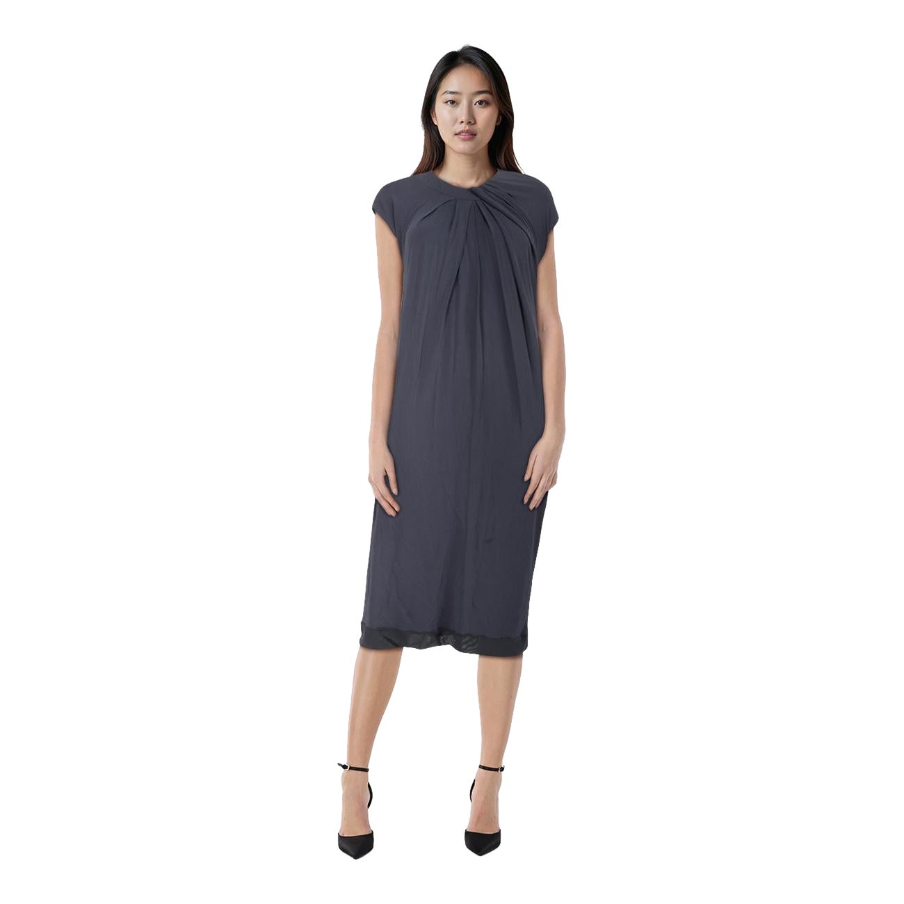 Max Mara Max Mara Studio Navy Draped Midi Dress Taglia M