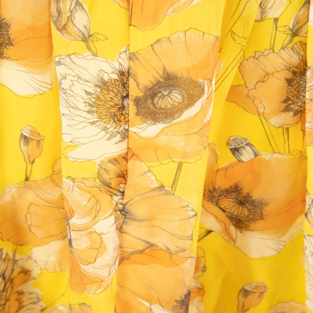 Women's Max Mara Max Mara Studio Yellow Silk Floral Maxi Dress Size S