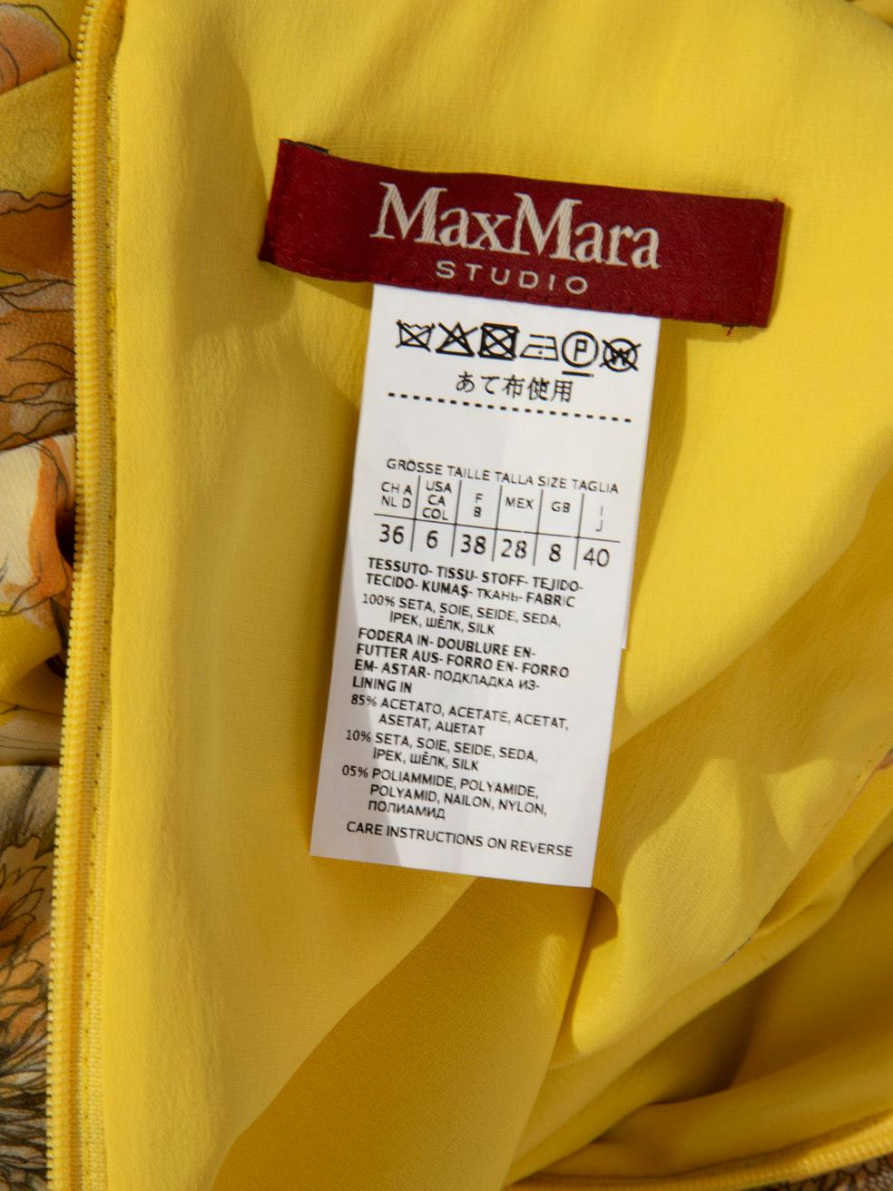 Max Mara Max Mara Studio Yellow Silk Floral Maxi Dress Size S 1