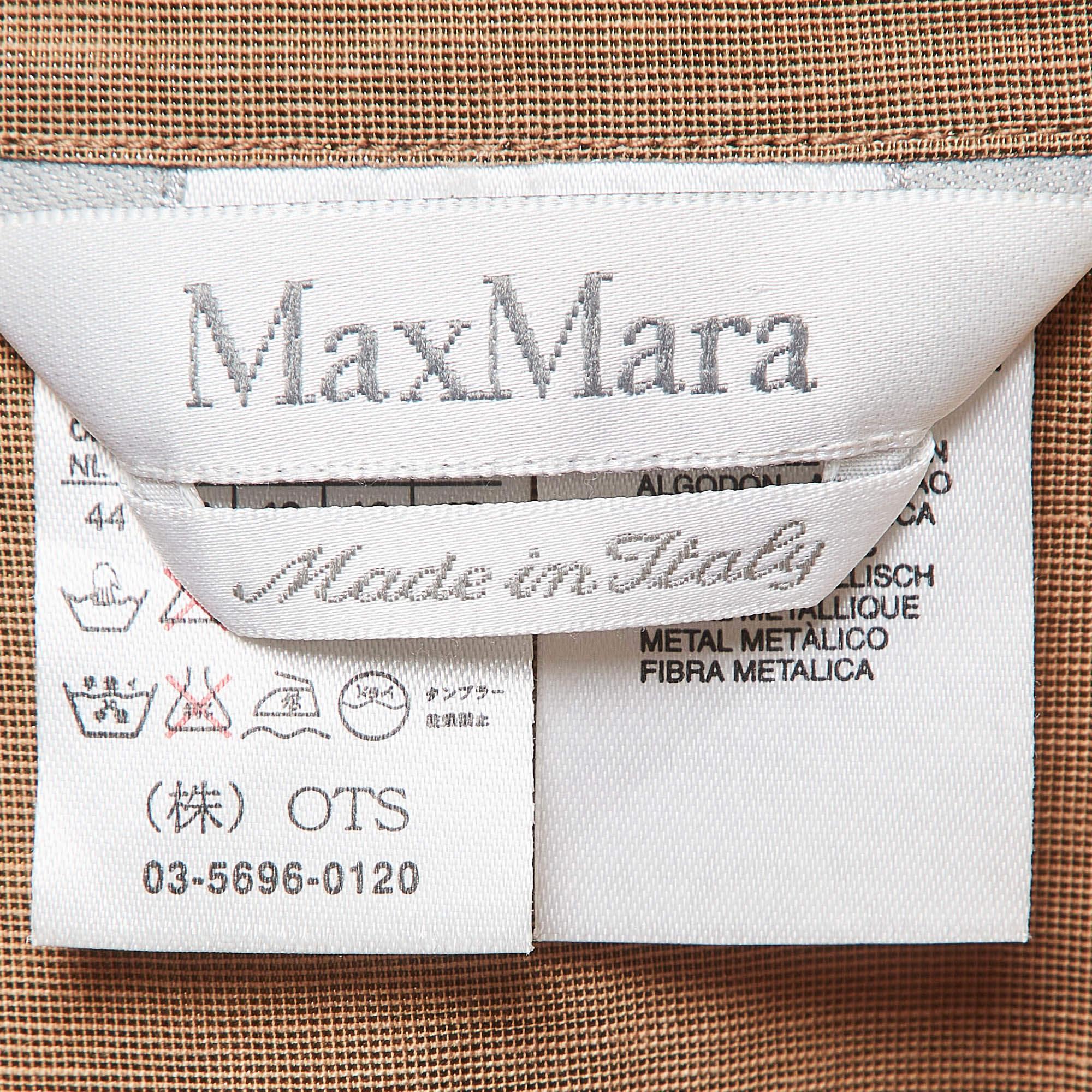 Max Mara Metallic Linen Blend Sleeveless Shirt L In Good Condition For Sale In Dubai, Al Qouz 2