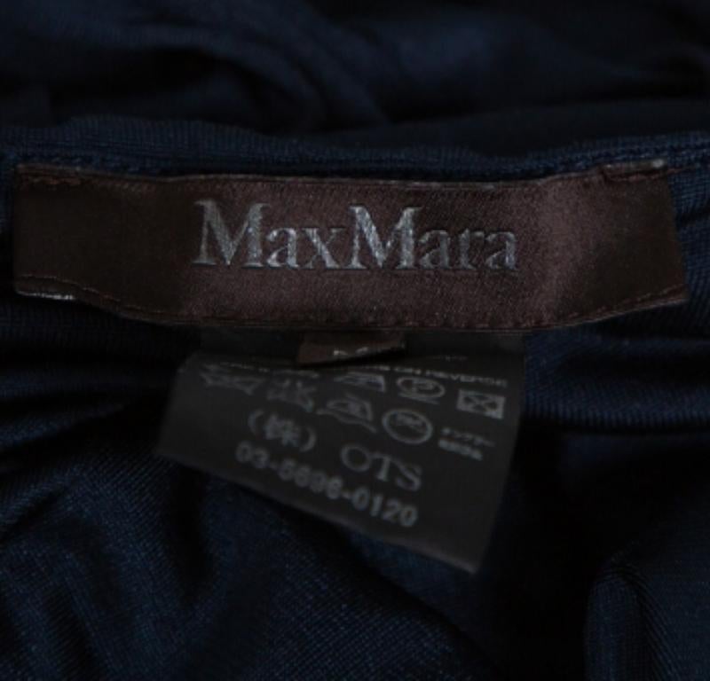 Max Mara Midnight Blue Silk Jersey Halter Neck Dress M In Good Condition For Sale In Dubai, Al Qouz 2