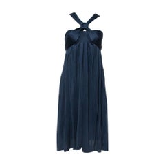 Max Mara Midnight Blue Silk Jersey Halter Neck Dress M