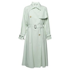 Max Mara Zweireihiger Falster-Trenchcoat aus Baumwolle in Mintgrün mit Gürtel S