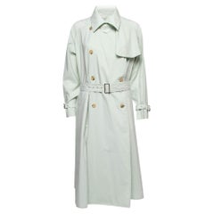 Max Mara Mint Green Cotton Double Breasted Belted Falster Trench Coat S