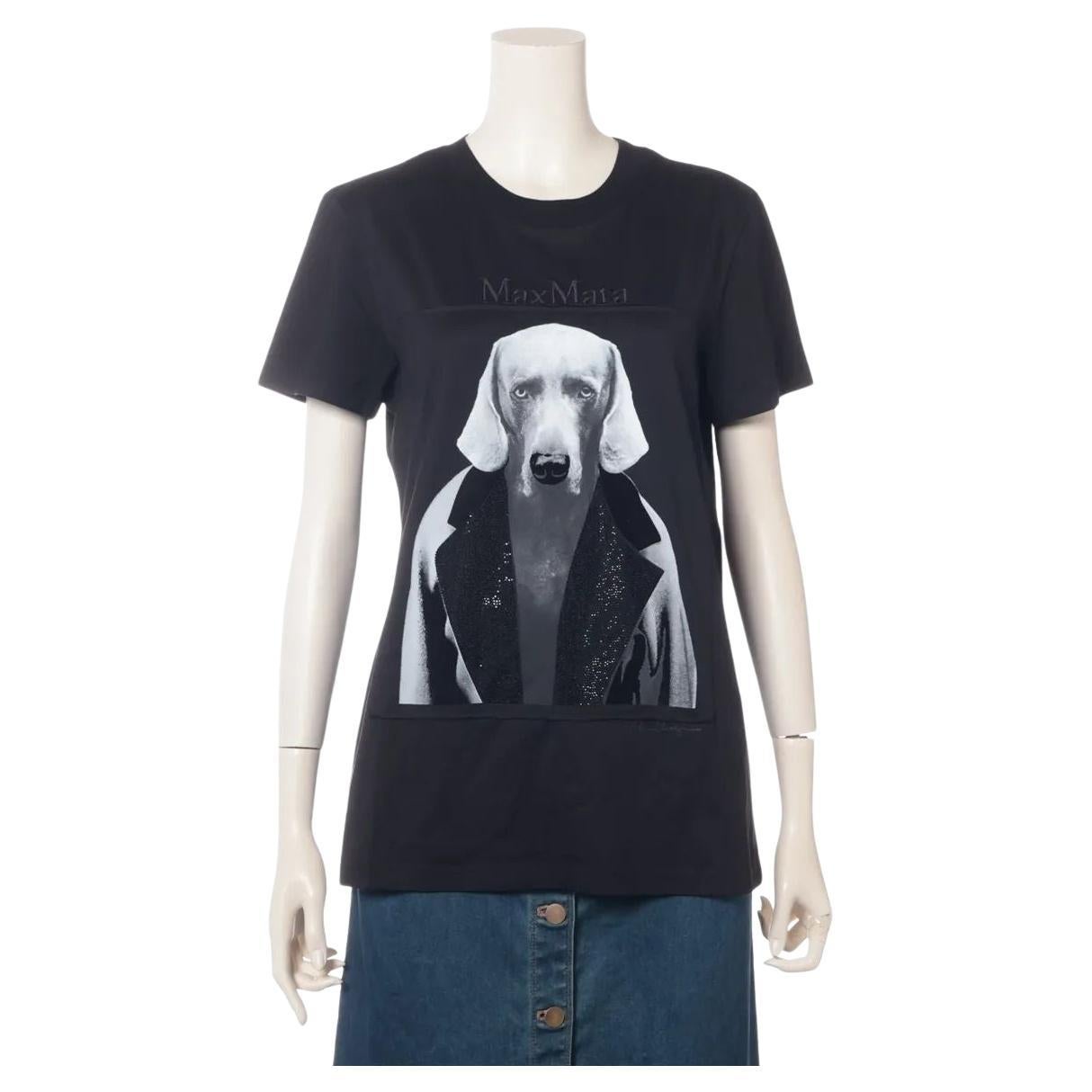 Camiseta de algodón Max Mara Mm Dog Negro en venta