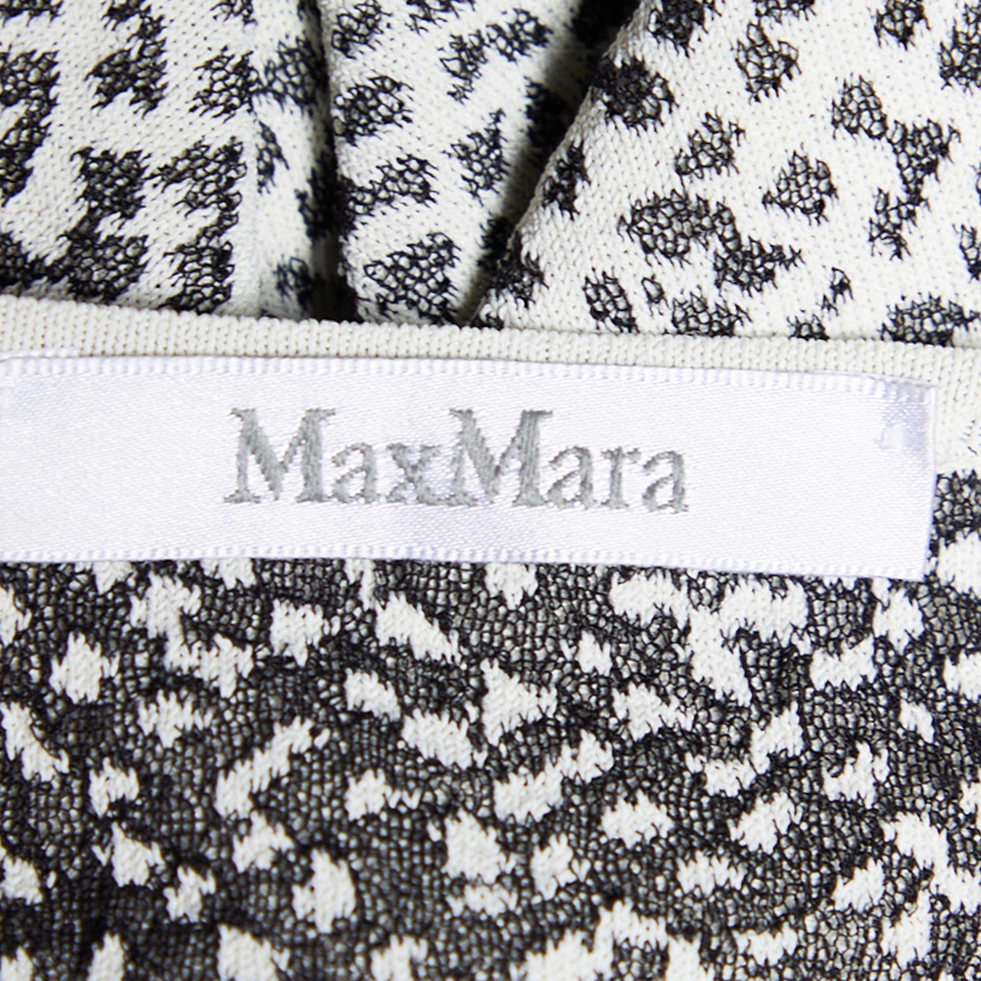 Max Mara Monochrome Strick- und Seidenpaneele Top & Strickjacke Set L Damen im Angebot