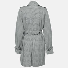 Max Mara Monochrome Prince of Wales Patterned Cotton Trench Coat L