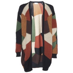 Max Mara - Cardigan aperto a motivi intarsiati multicolore S