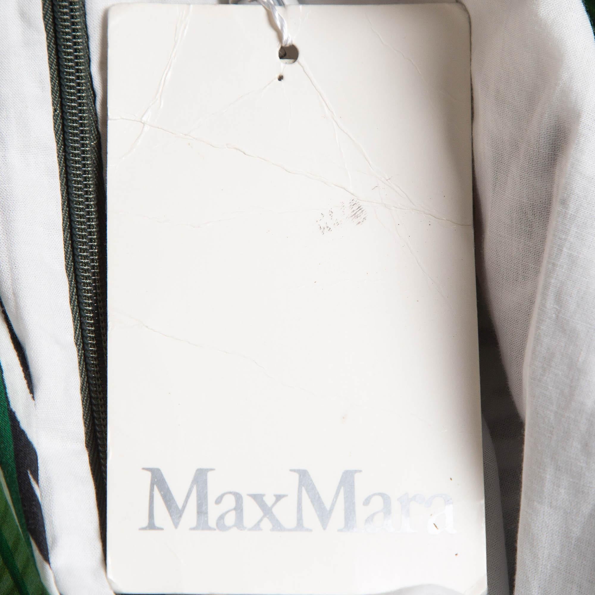 Women's Max Mara Multicolor Printed Cotton Midi Dress L For Sale