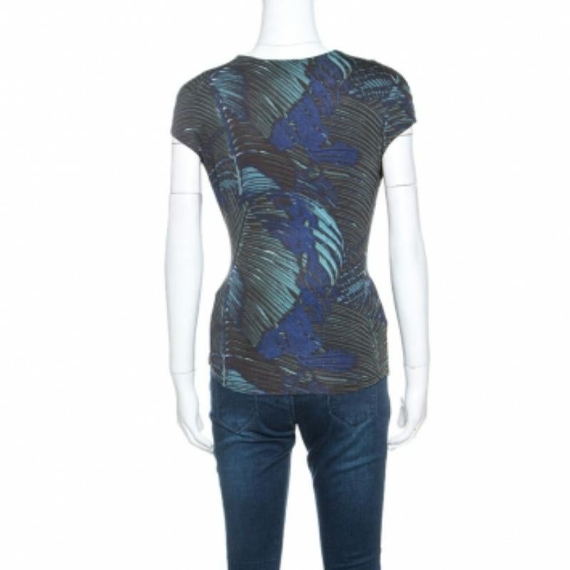 Max Mara - Haut portefeuille en tricot extensible imprimé multicolore M en vente 1