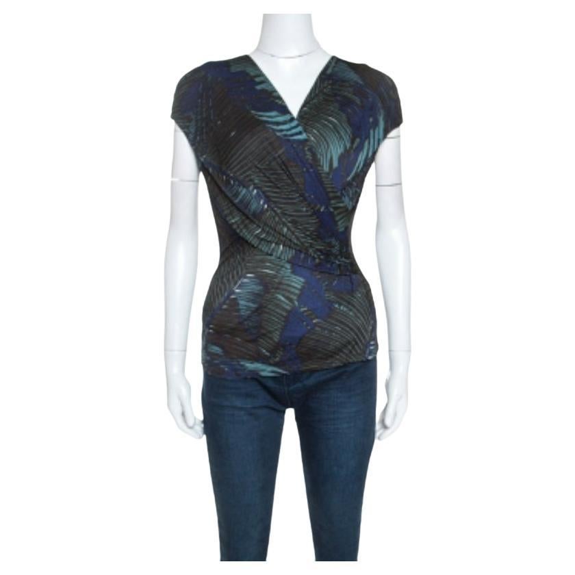 Max Mara - Haut portefeuille en tricot extensible imprimé multicolore M