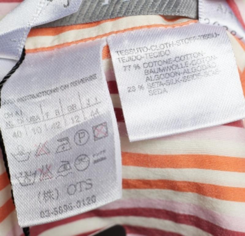 Max Mara - Camicia a righe multicolore in cotone e seta con bottoni davanti M. In condizioni buone in vendita a Dubai, Al Qouz 2