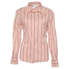 Max Mara - Camicia a righe multicolore in cotone e seta con bottoni davanti M.