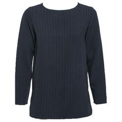 Max Mara Navy Blue Pinstripe Crepe Top M
