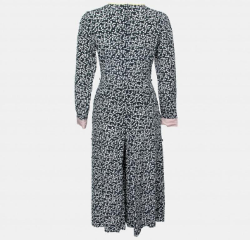 Max Mara Marineblauer Polka Dot Print Seiden-Langarm-Overall M (Grau) im Angebot