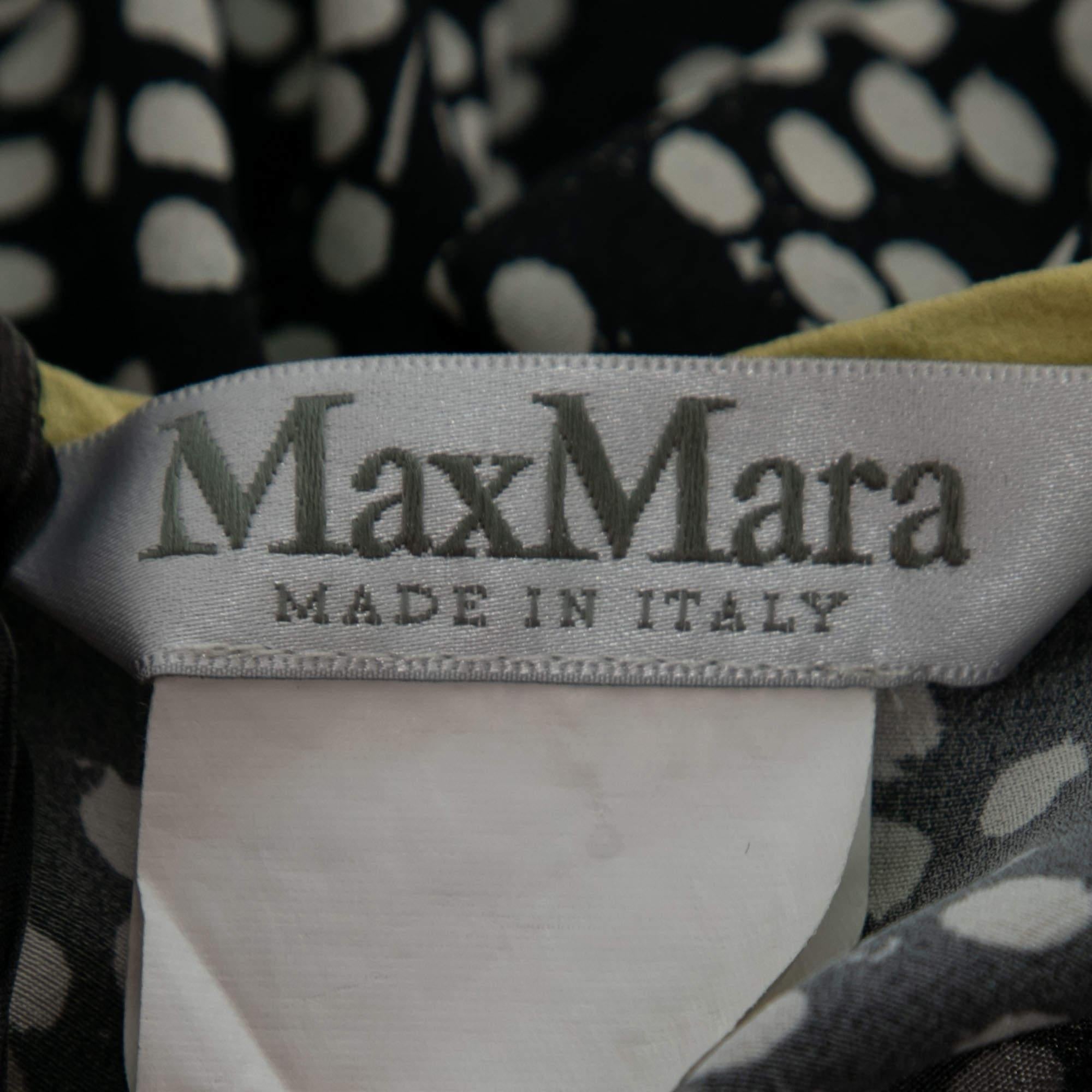 Max Mara Navy Blue Polka Dot Print Silk Long Sleeve Jumpsuit M For Sale 2