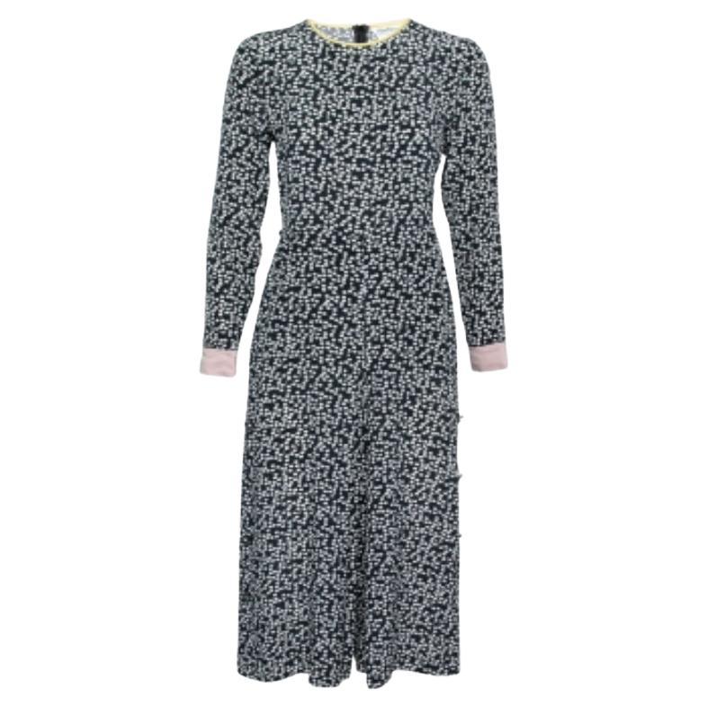 Max Mara Marineblauer Polka Dot Print Seiden-Langarm-Overall M im Angebot