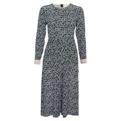 Max Mara Marineblauer Polka Dot Print Seiden-Langarm-Overall M