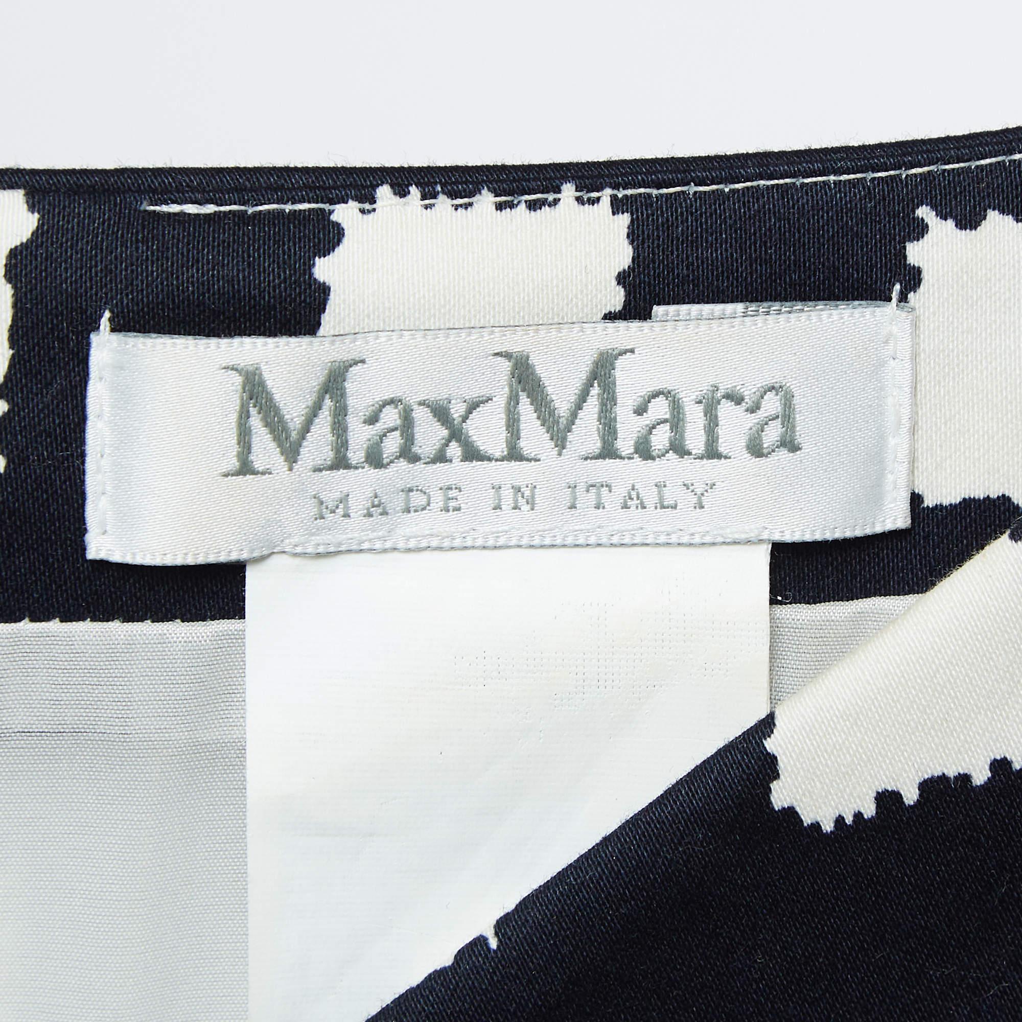 Women's Max Mara Navy Blue Printed Stretch Cotton Midi Dress S