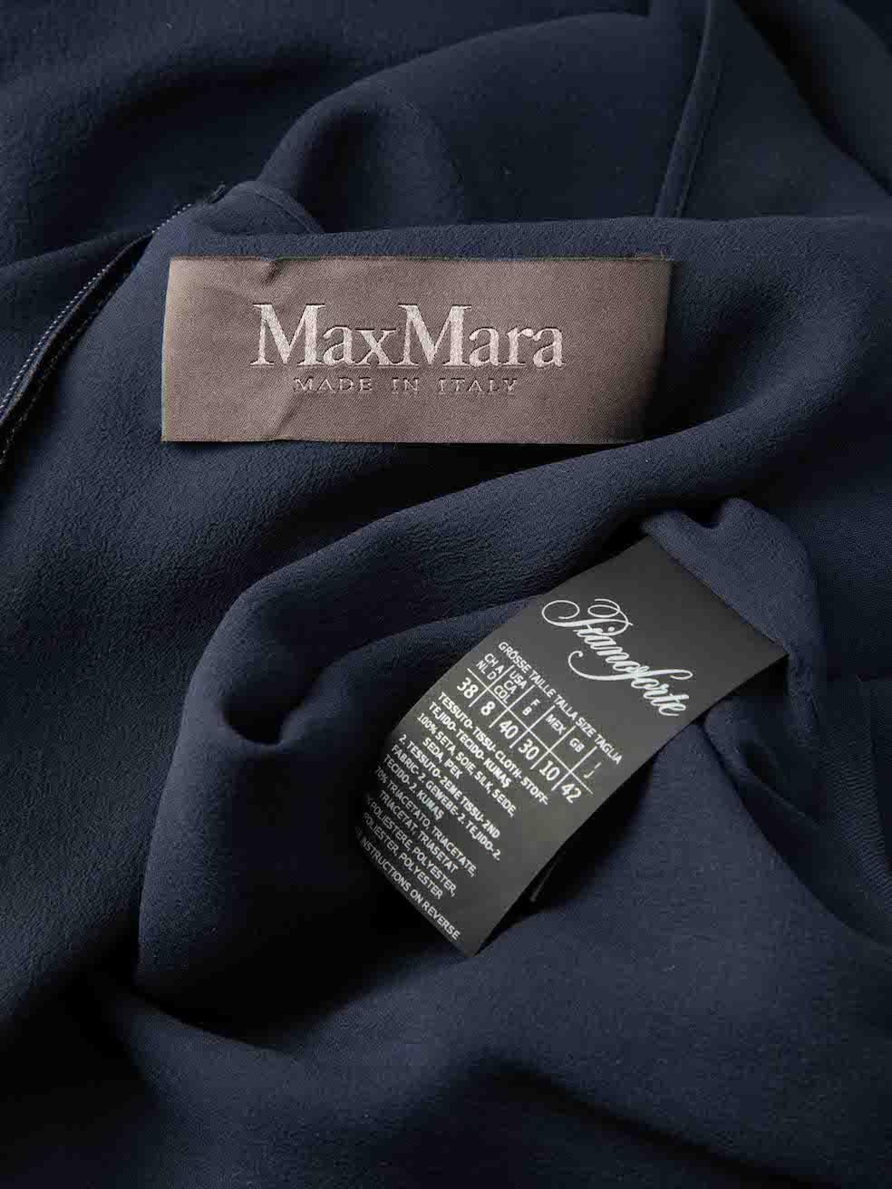 Women's Max Mara Navy Silk Sheer Top Belted Jumpsuit Size M