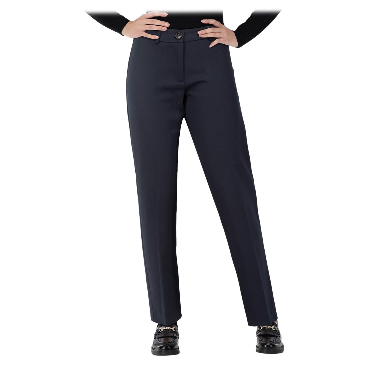 Max Mara Navy Slim Fit Cigarette Trousers Size S For Sale