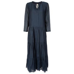 Max Mara Marineblaues gestu gestuftes Midikleid Größe L