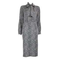 Max Mara - Vestito midi astratto bianco e blu taglia M